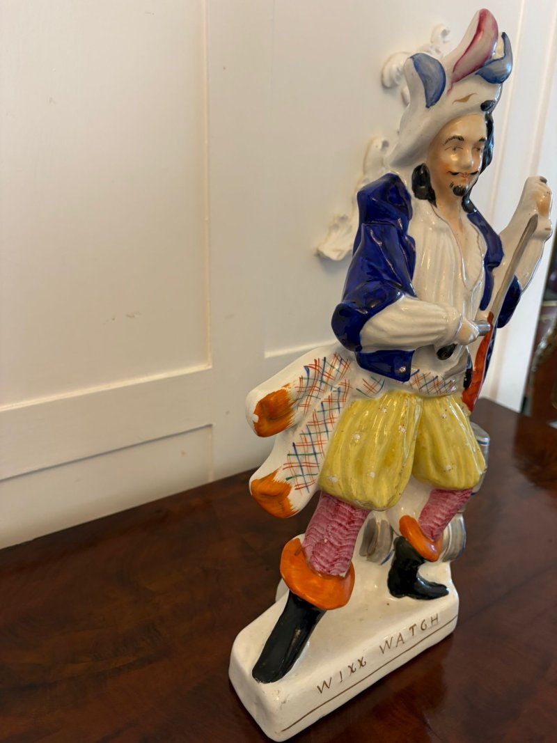 Large Antique Victorian Quality Staffordshire Flatback Figure of Will Watch Smuggler - Image 7